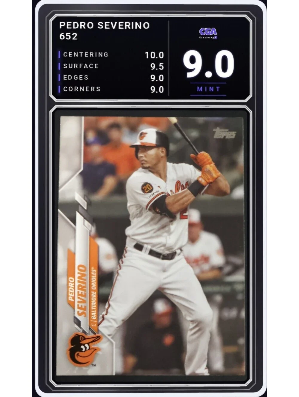 2020 Topps #652 Pedro Severino Baltimore Orioles Catcher - CGA 9.0 Digital Grade